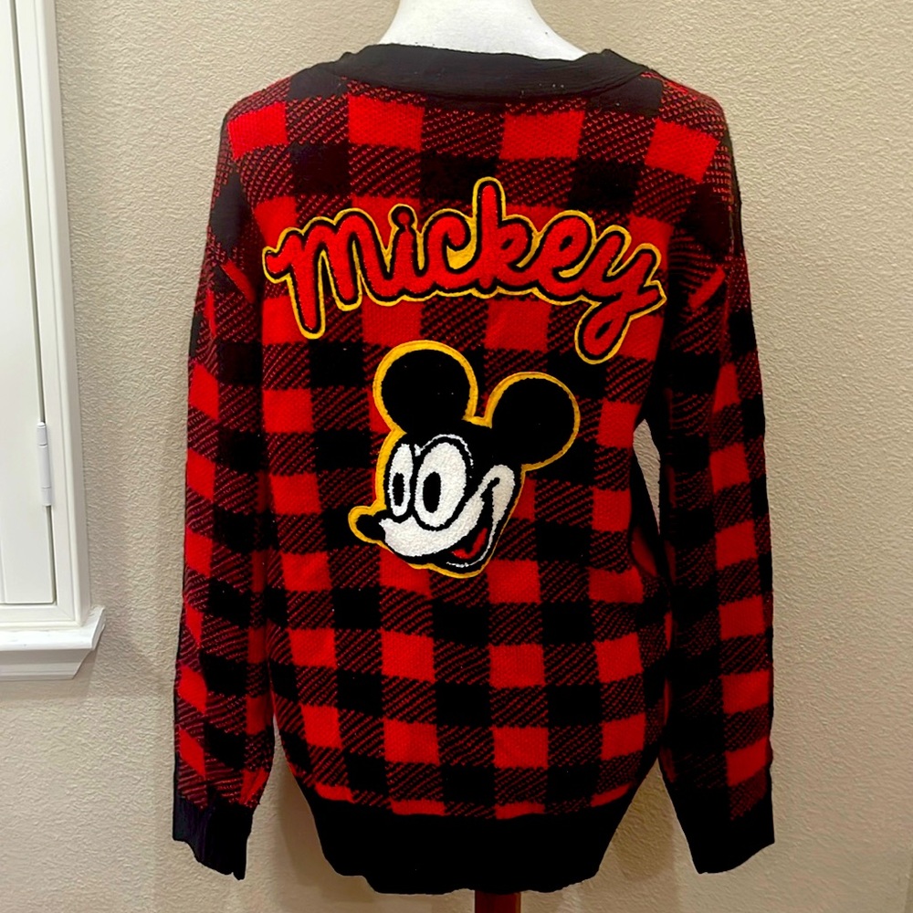 Disney X Forever 21 Mickey Mouse Sweater Women’s Plaid Preppy Cardigan